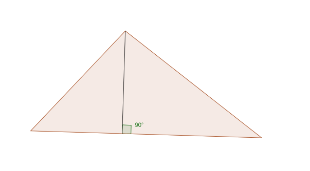 A triangle broken up into two right triangles.