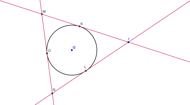 A circle with three tangents.